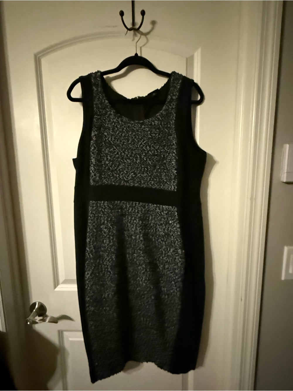 Torrid Black Sleeveless Tweed-Front Midi Dress